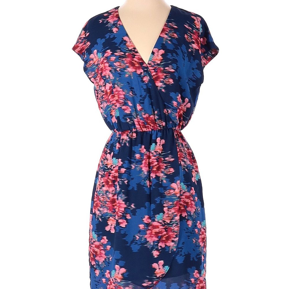 Charles Henry Blue Floral Casual Dress - Size M